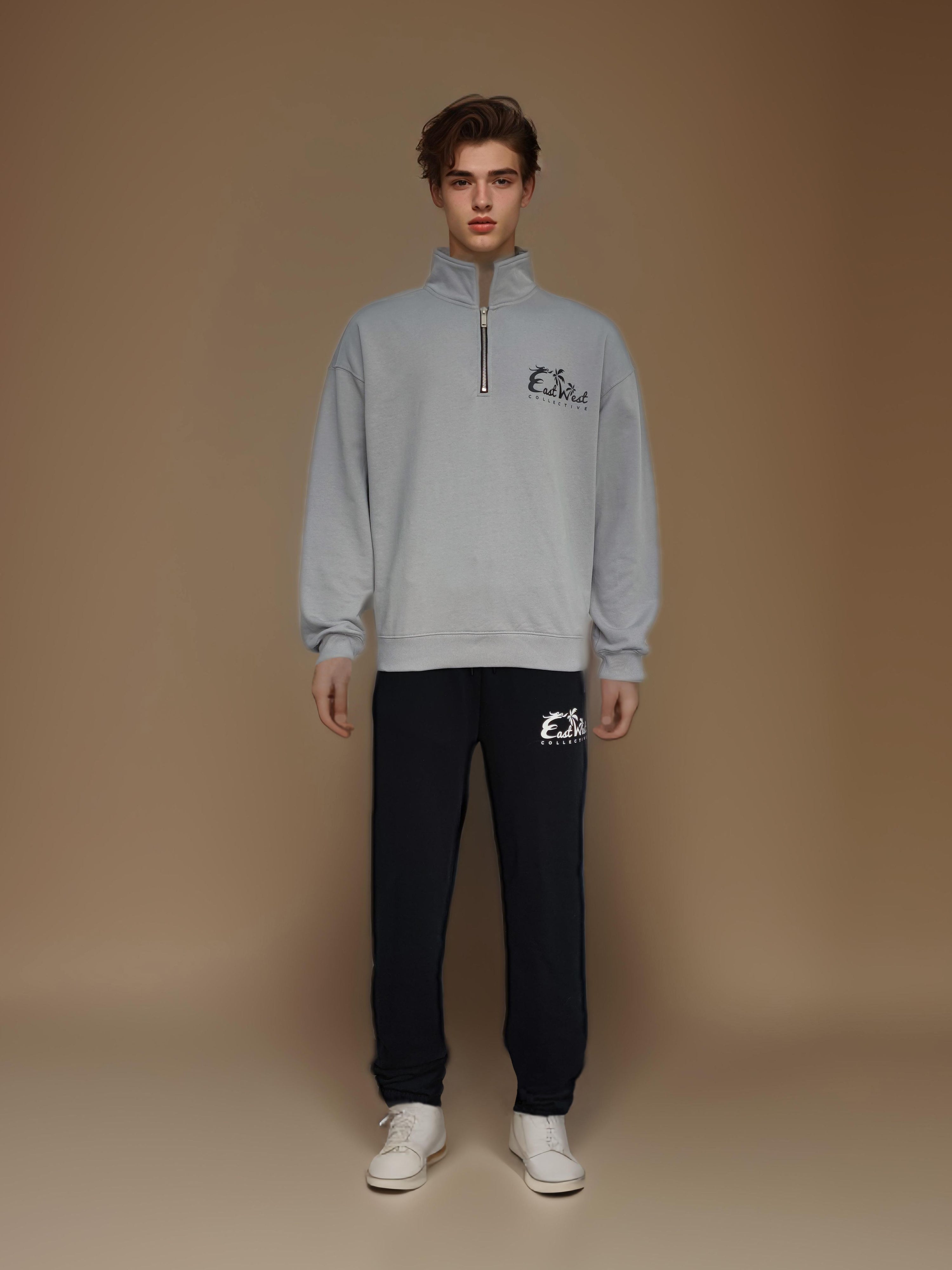 premium French terry quarter-zip sweater