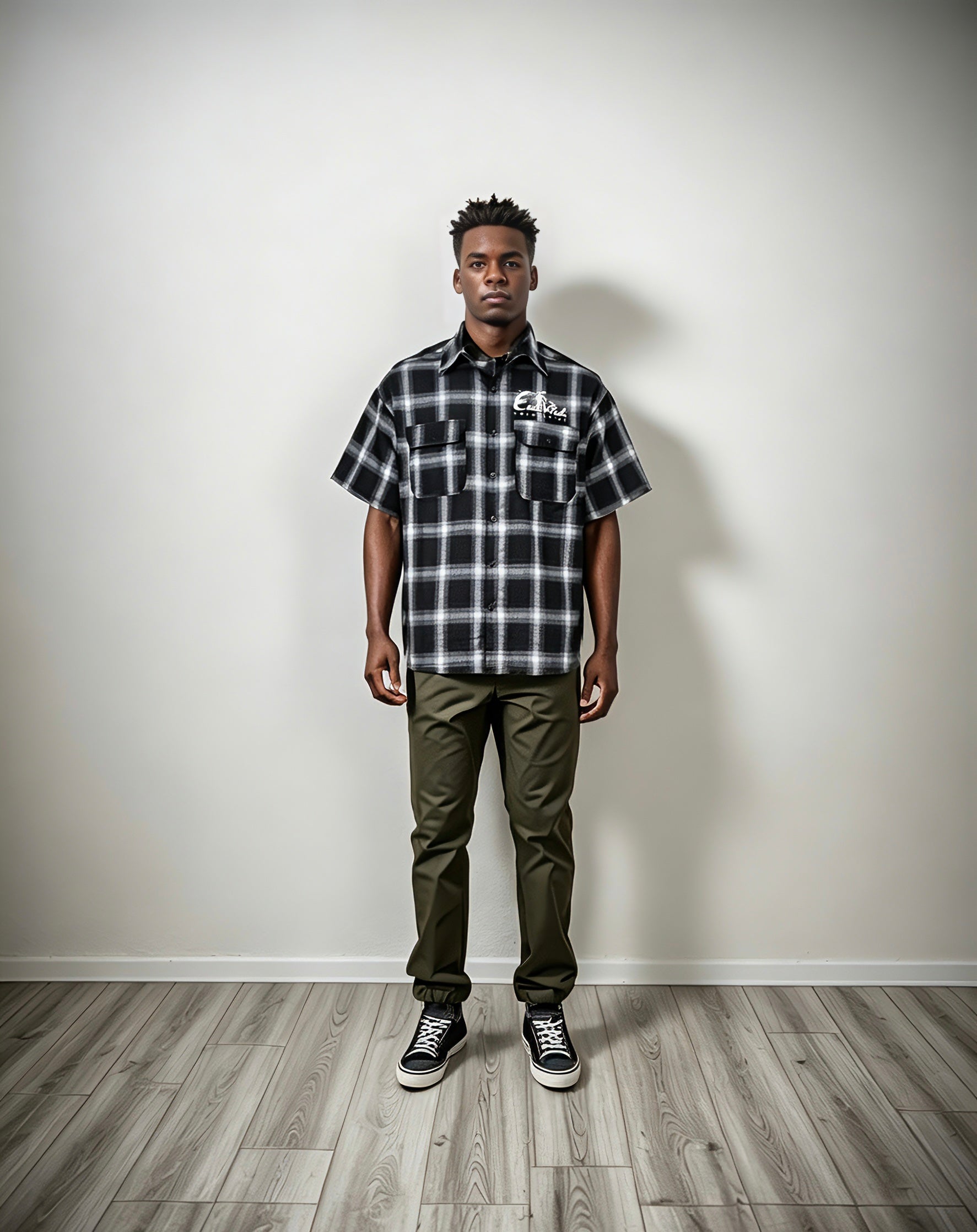 East West Collective premium short sleeve wrinkle free Oreo chicano flannel