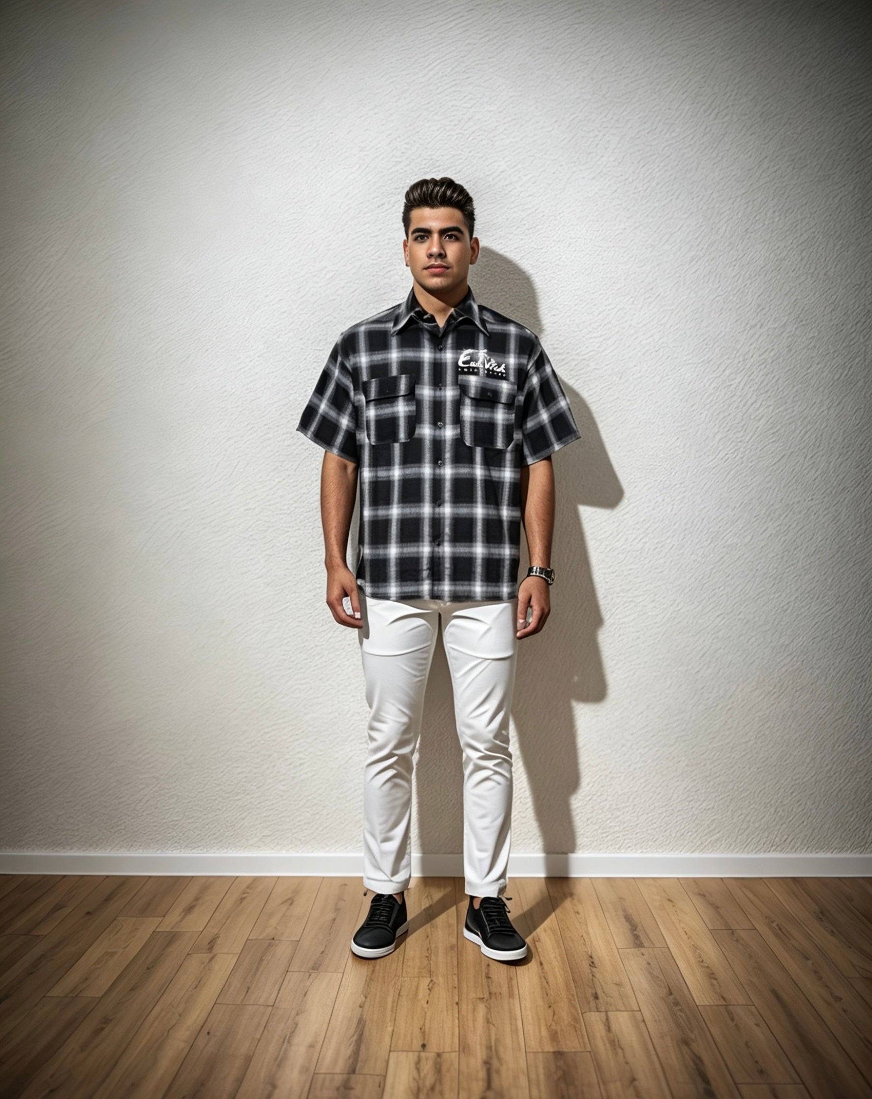 East West Collective premium short sleeve wrinkle free Oreo chicano flannel
