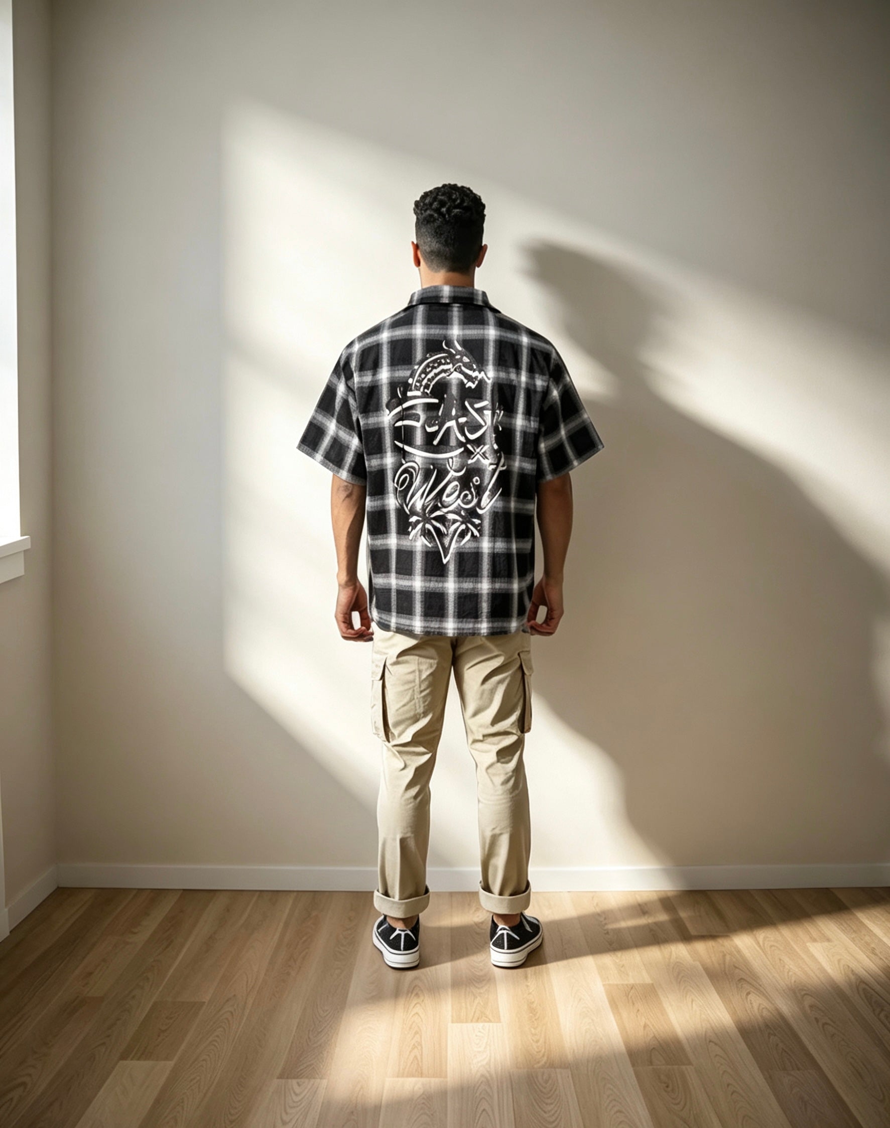 East West Collective premium short sleeve wrinkle free Oreo chicano flannel