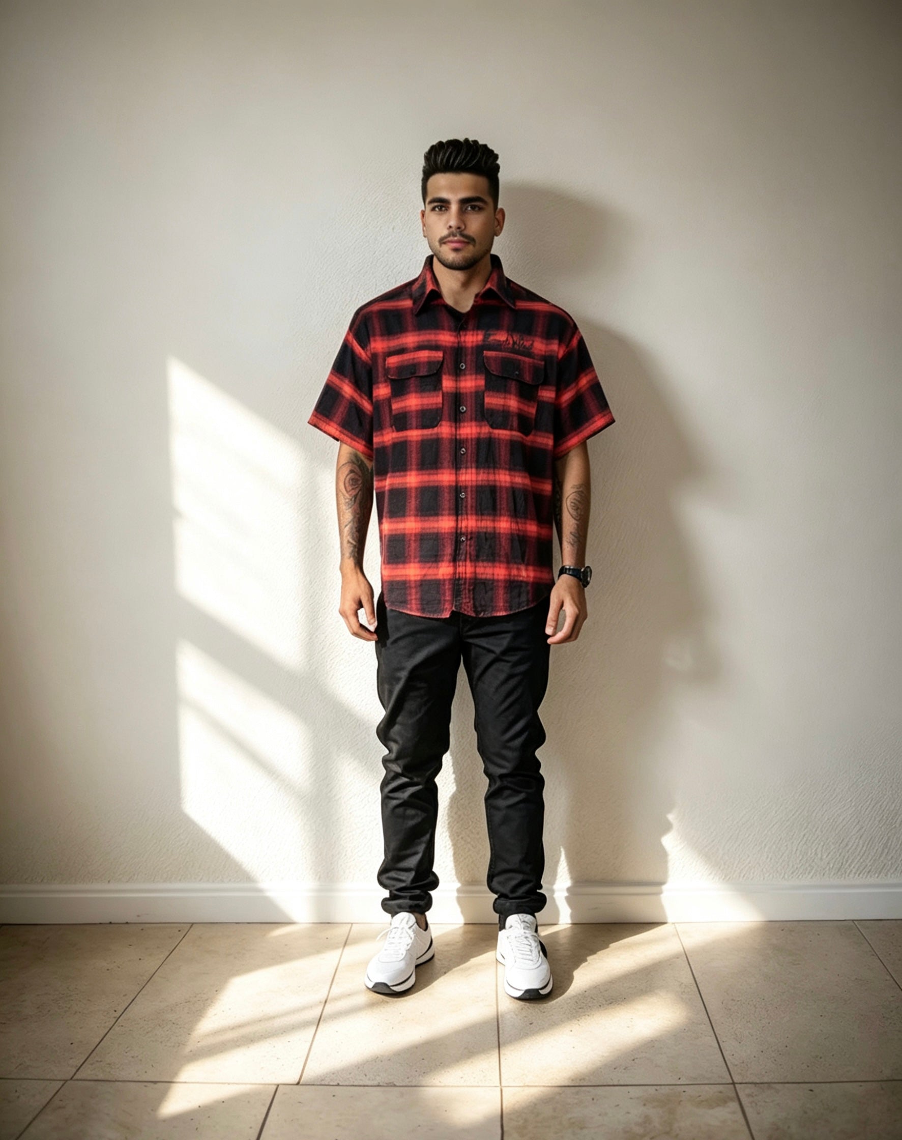 East West Collective premium short sleeve wrinkle free Bred chicano flannel