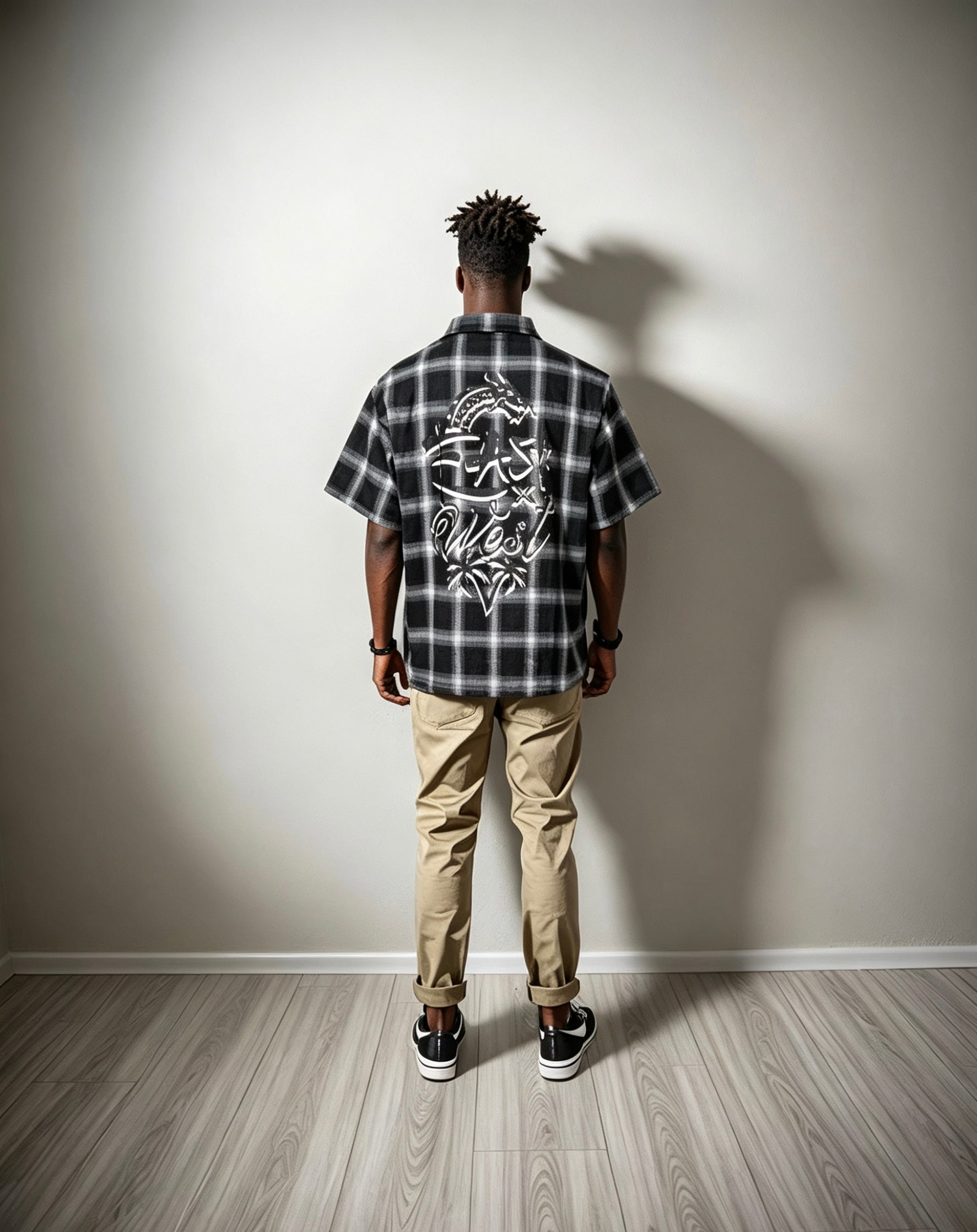 East West Collective premium short sleeve wrinkle free Oreo chicano flannel