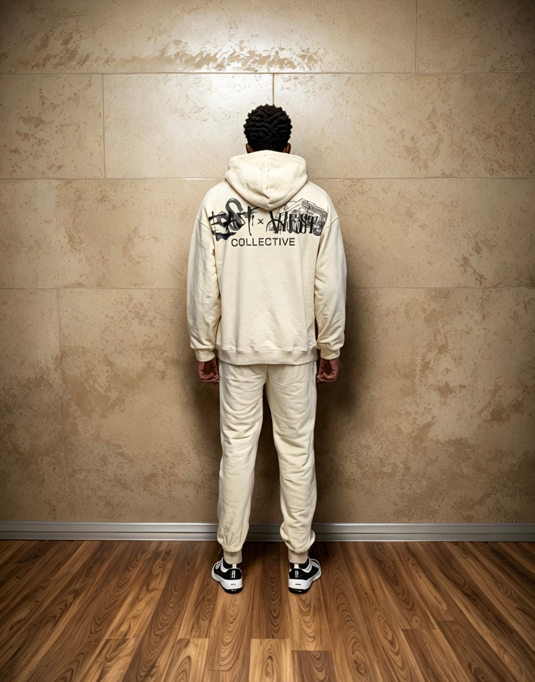 East West Collective Heavy Weight French Terry Cream Hoodie