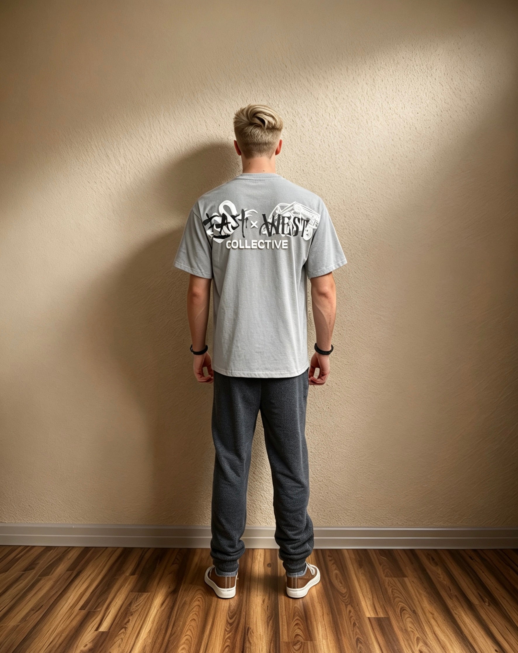 East West Collective premium heavy weight Cool Grey cotton T-Shirt