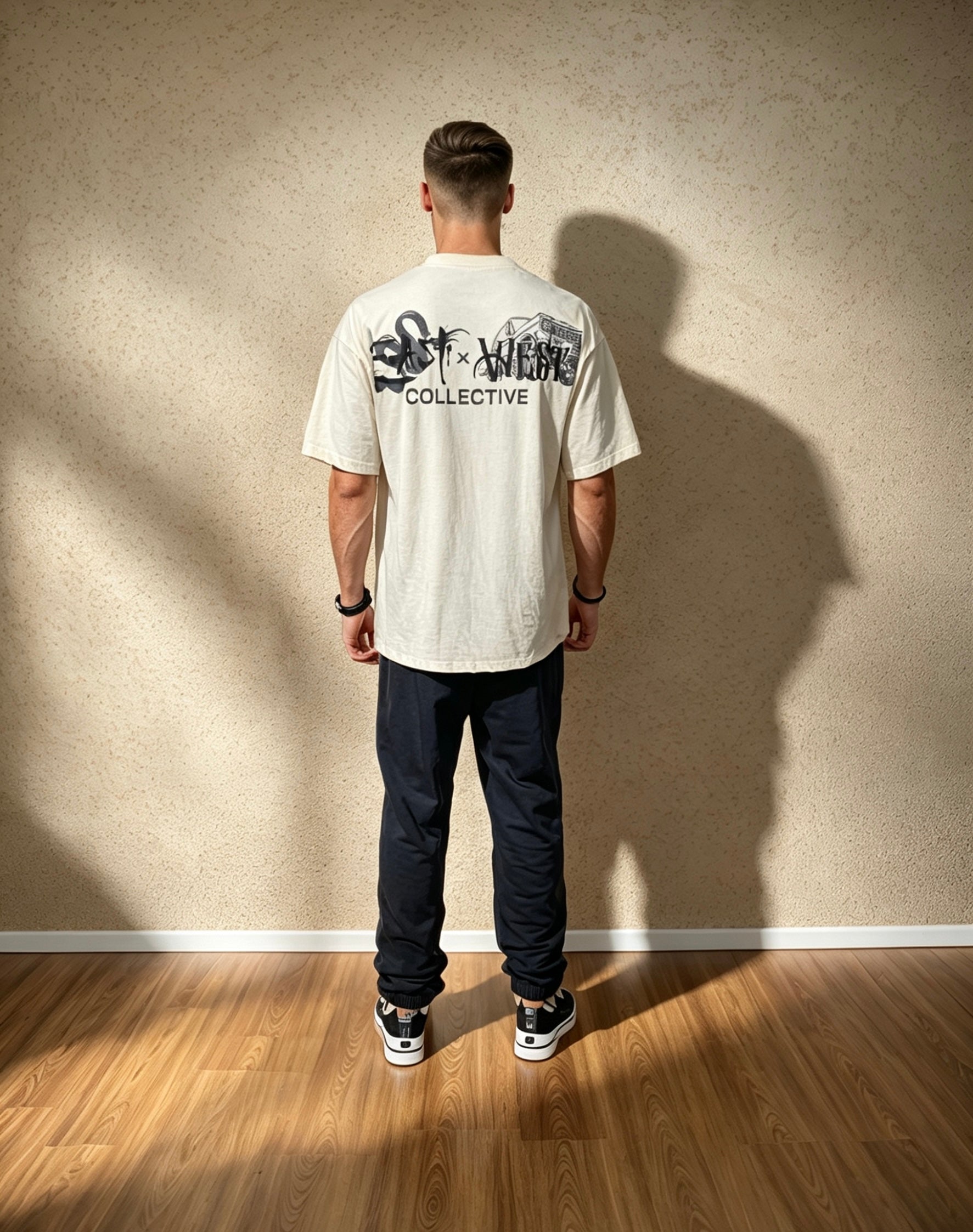 East West Collective premium heavy weight Cream cotton T-Shirt