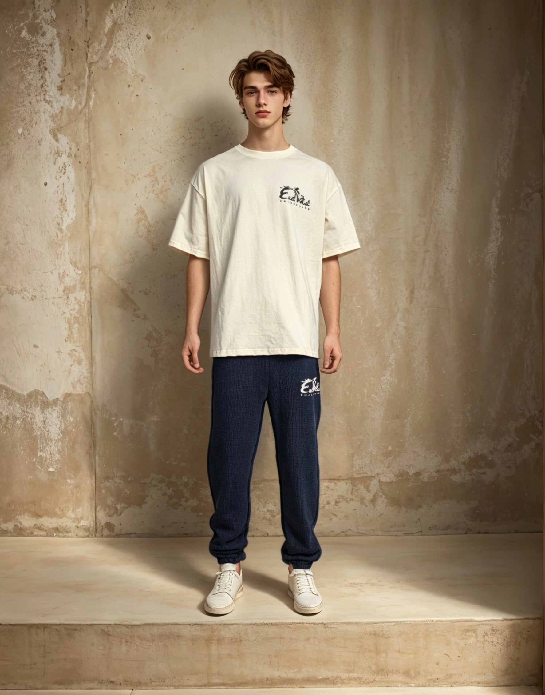 East West Collective premium heavy weight Cream cotton T-Shirt