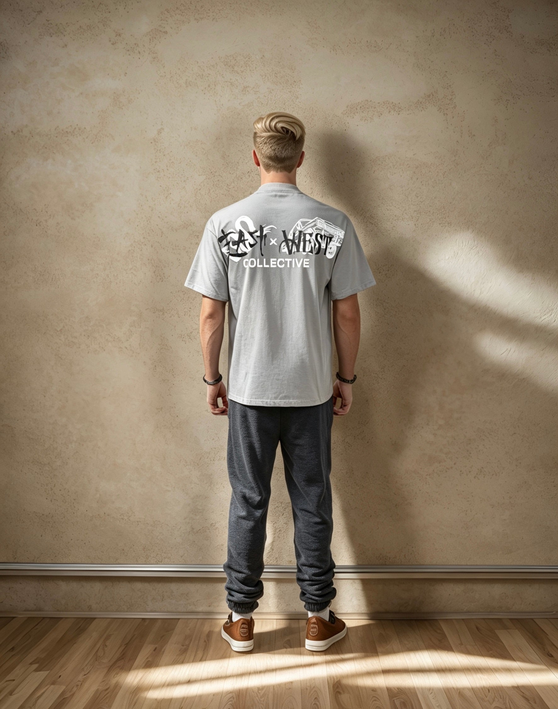 East West Collective premium heavy weight Cool Grey cotton T-Shirt
