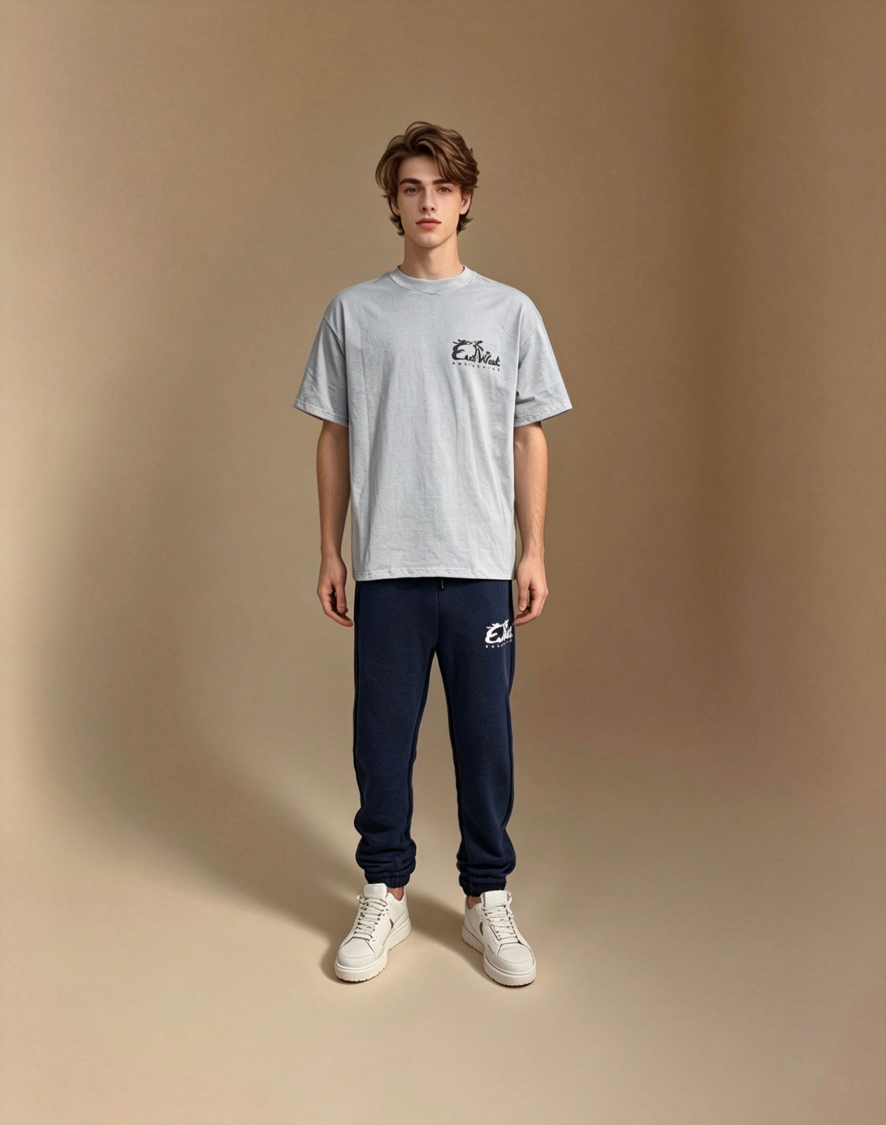 East West Collective premium heavy weight Cool Grey cotton T-Shirt