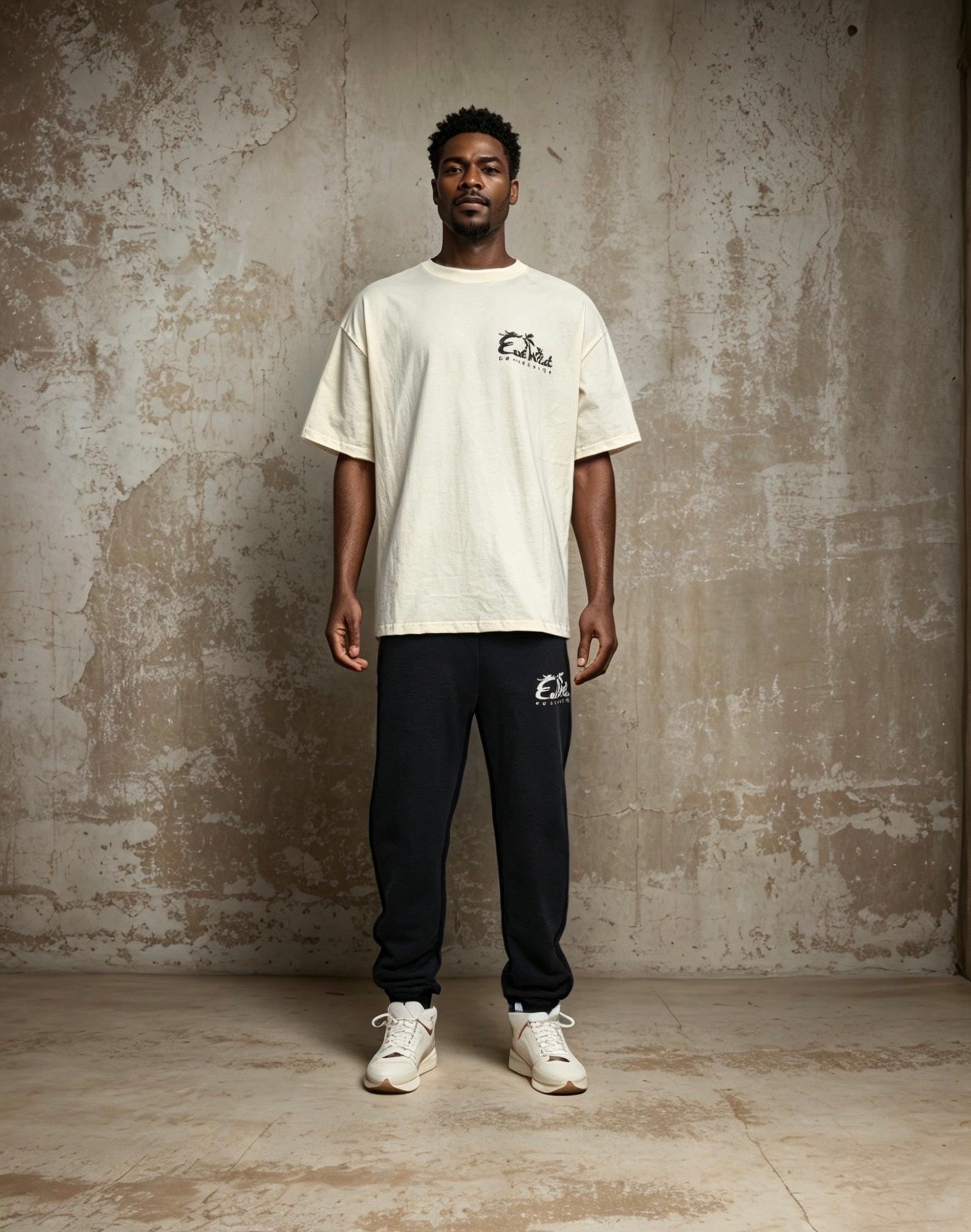 East West Collective premium heavy weight Cream cotton T-Shirt