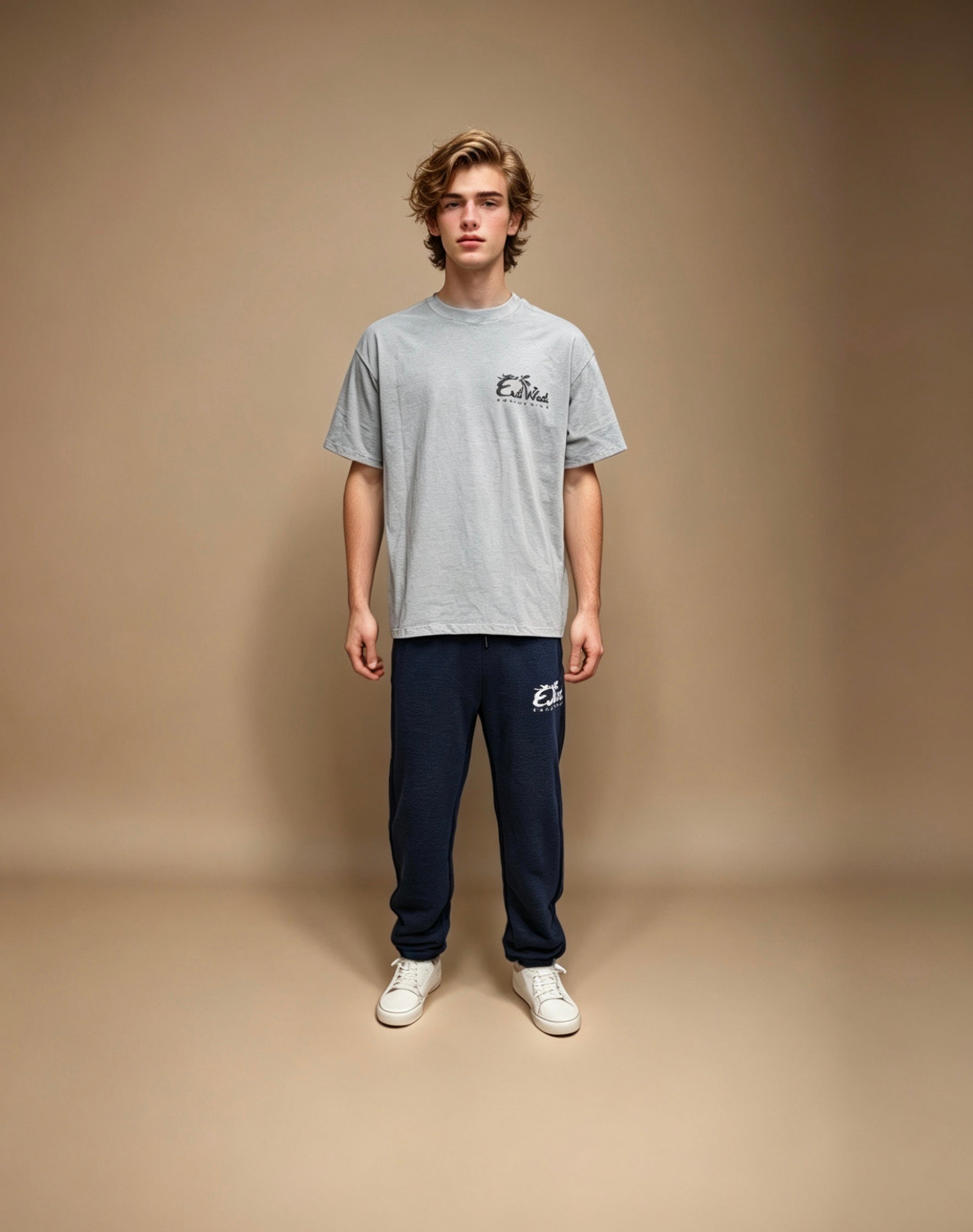 East West Collective premium heavy weight Cool Grey cotton T-Shirt