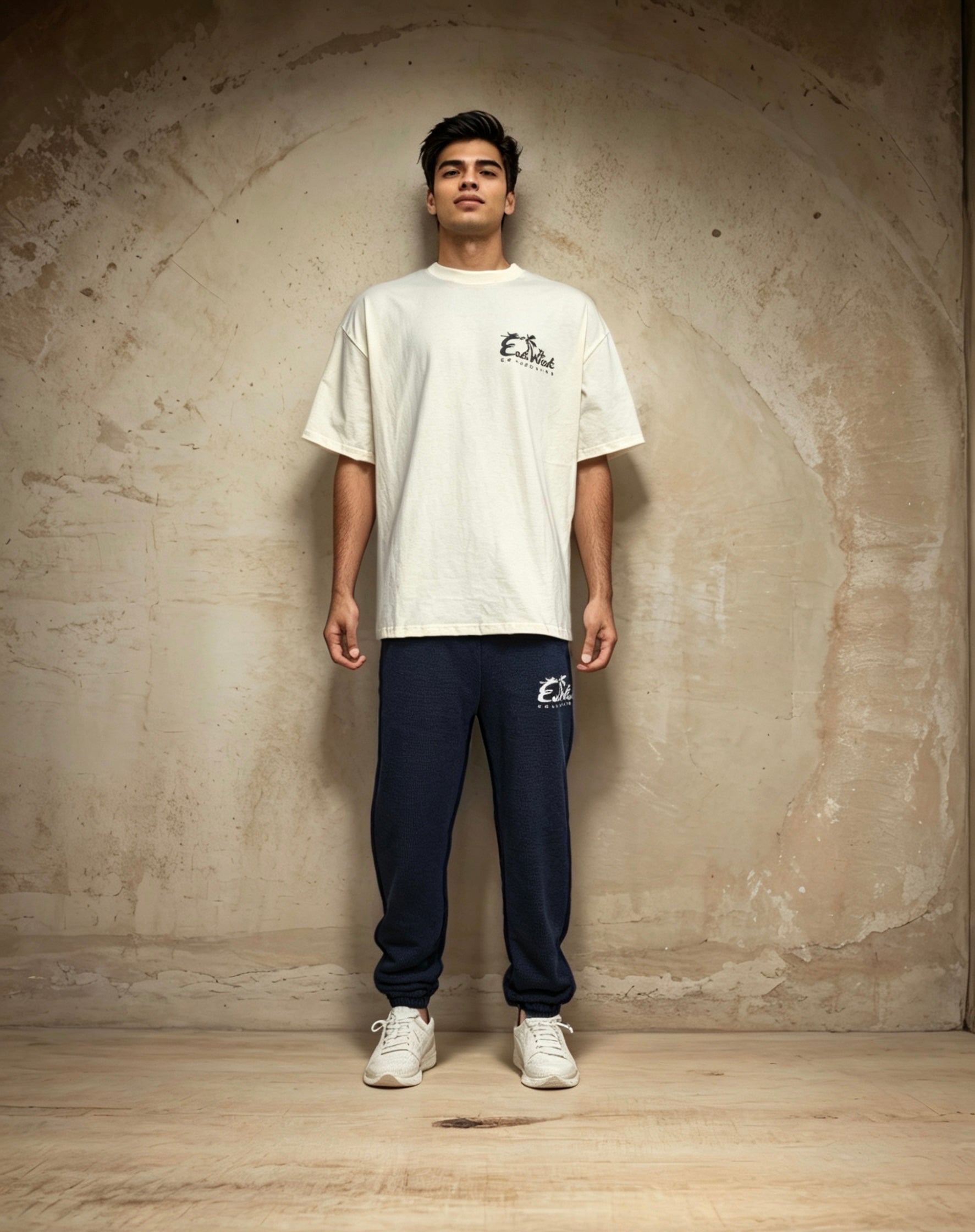 East West Collective premium heavy weight Cream cotton T-Shirt