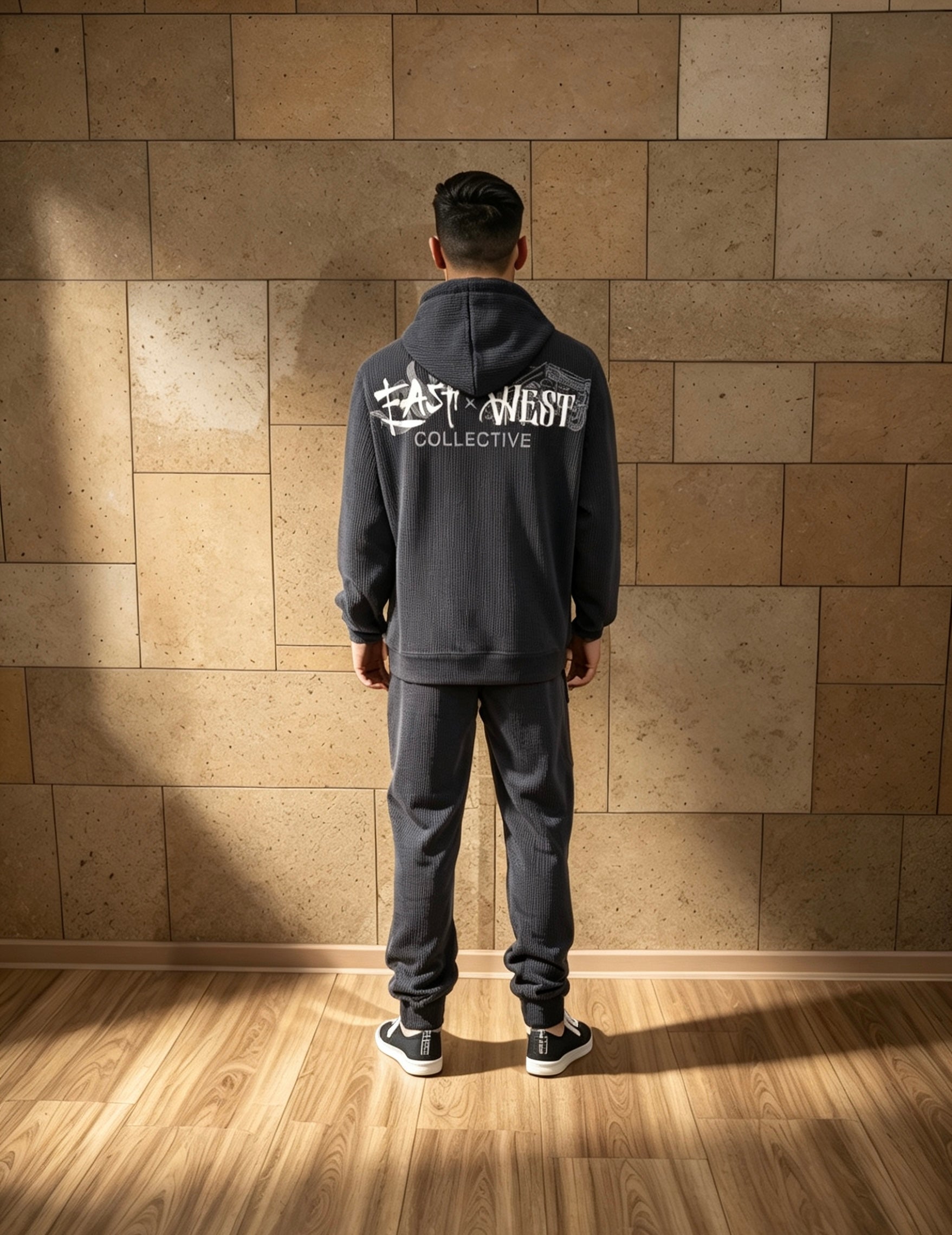 East West Collective Heavy Weight French Terry Jet Black Hoodie