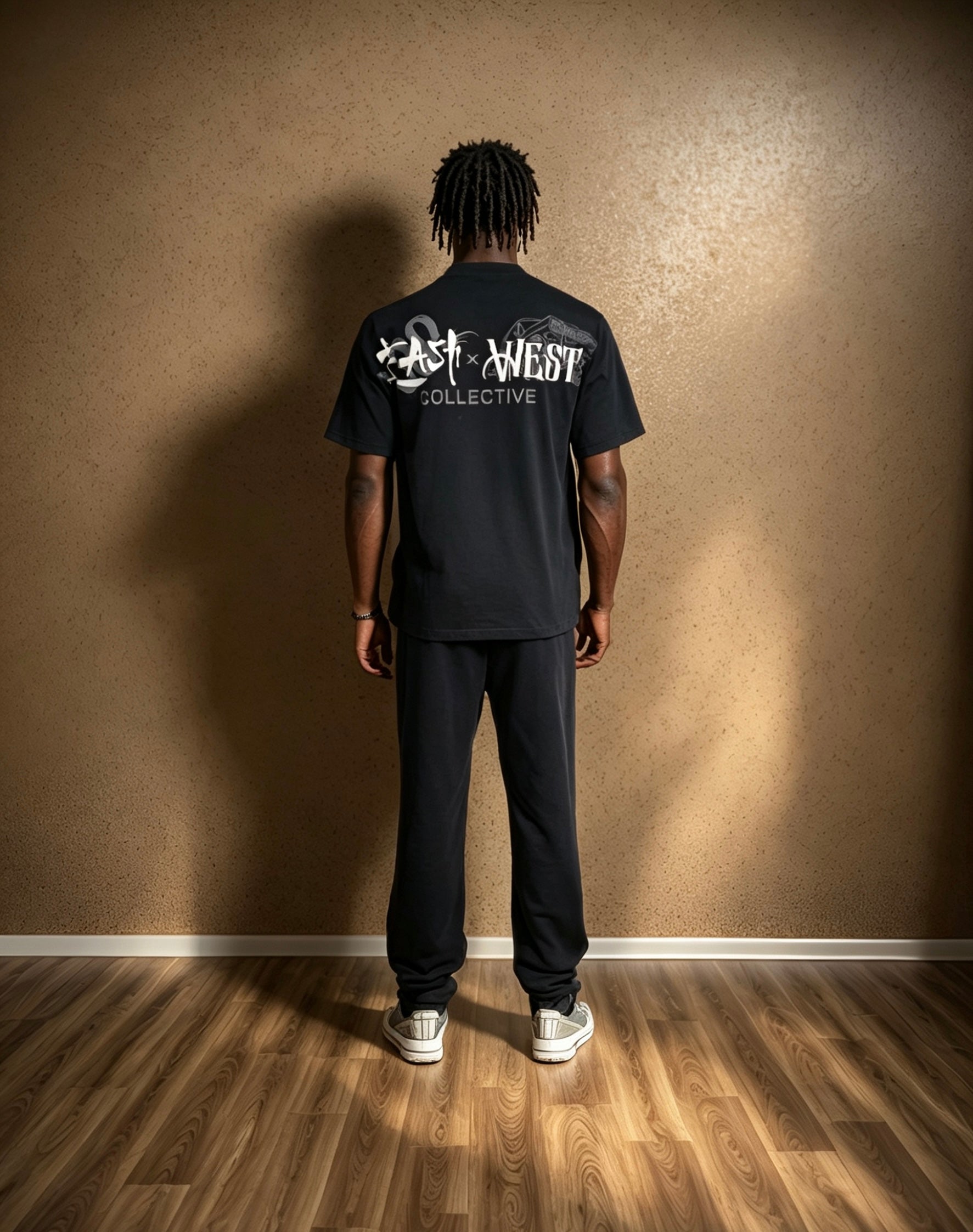 East West Collective premium heavy weight Jet Black cotton T-Shirt