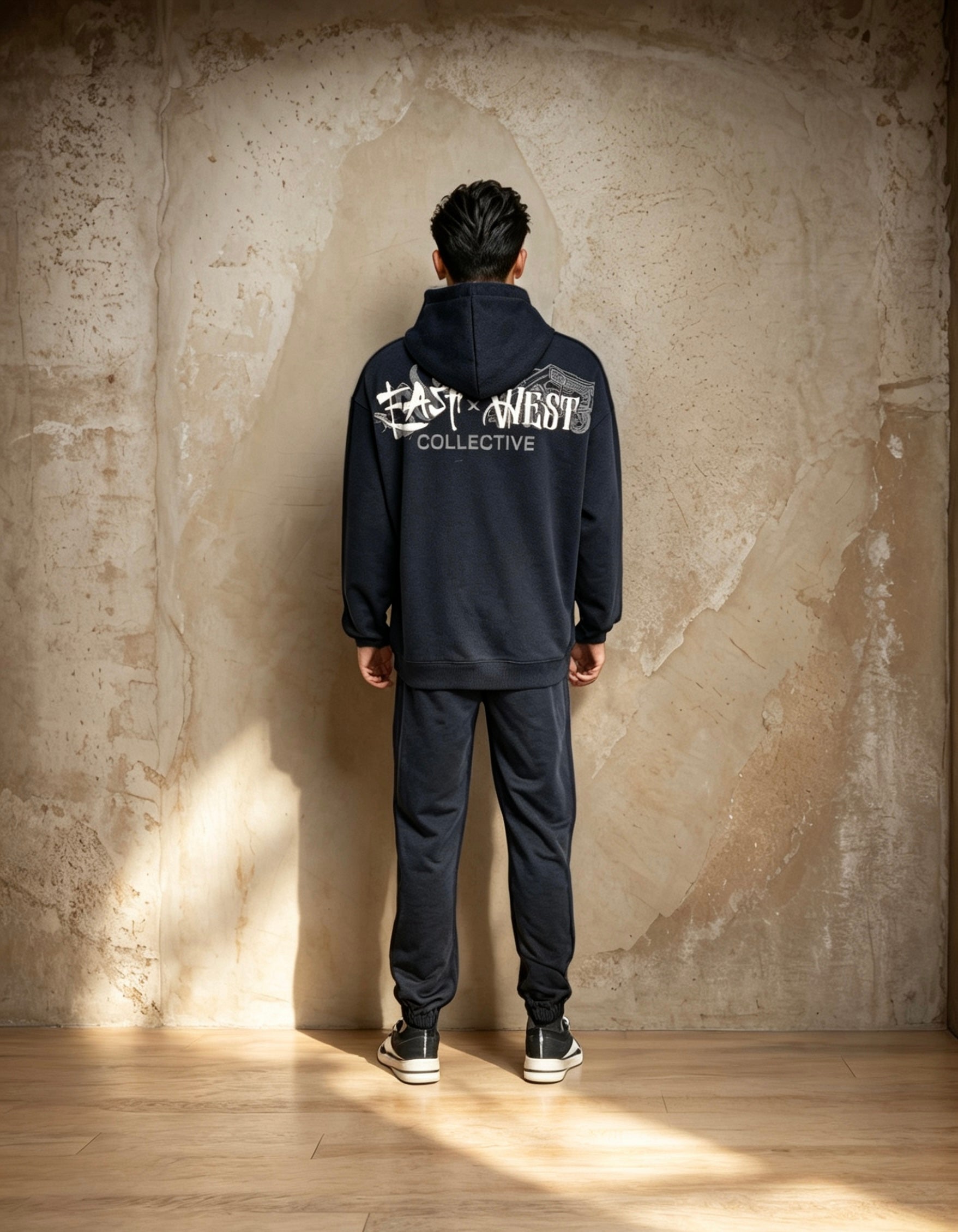 East West Collective Heavy Weight French Terry Jet Black Hoodie