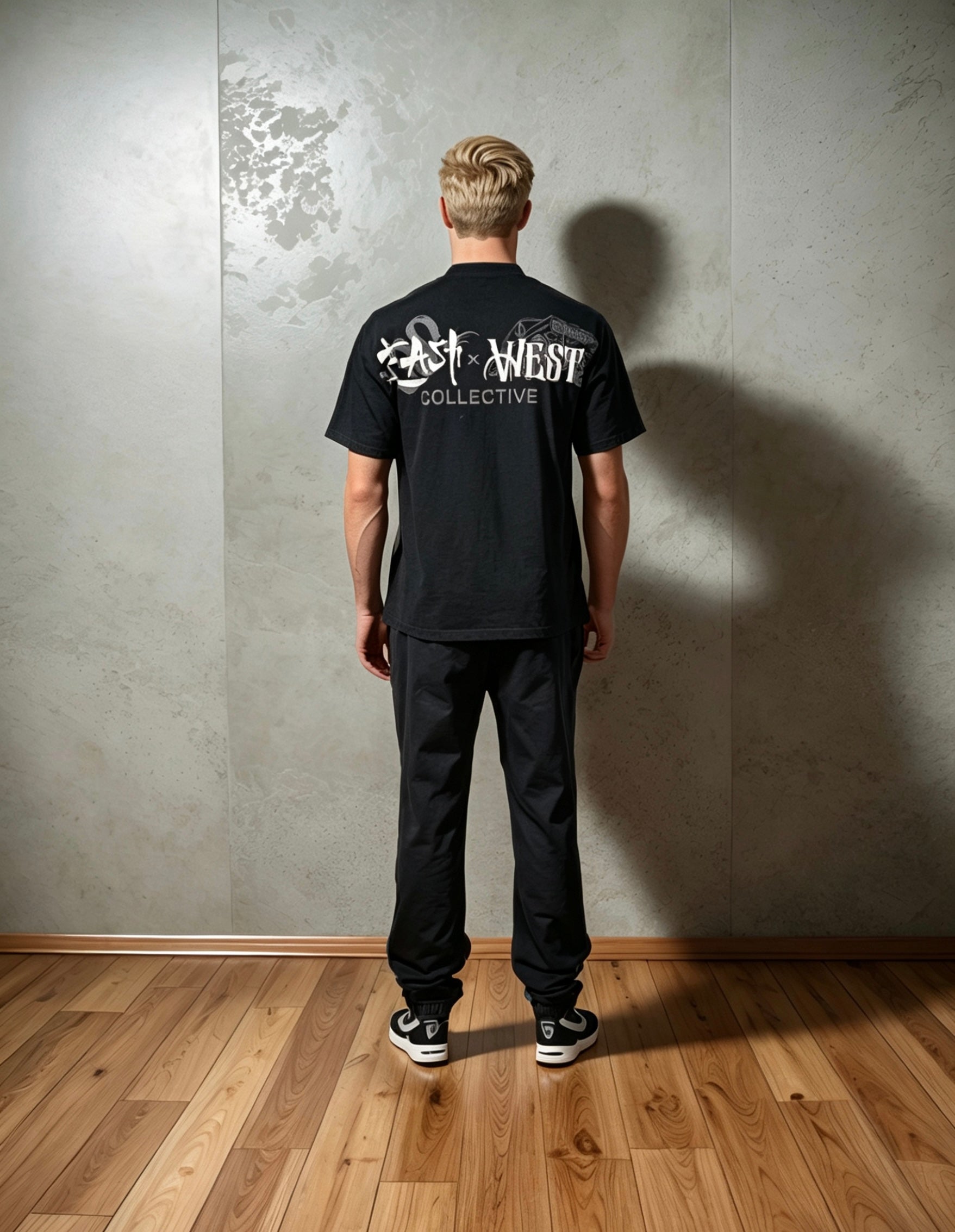 East West Collective premium heavy weight Jet Black cotton T-Shirt