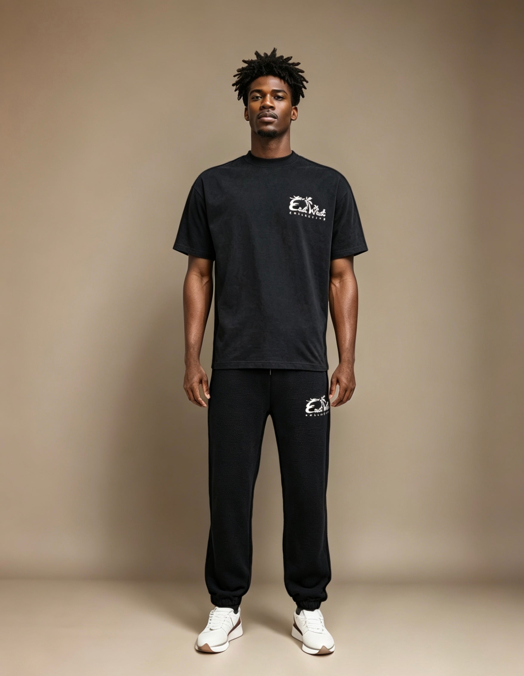 East West Collective premium heavy weight Jet Black cotton T-Shirt