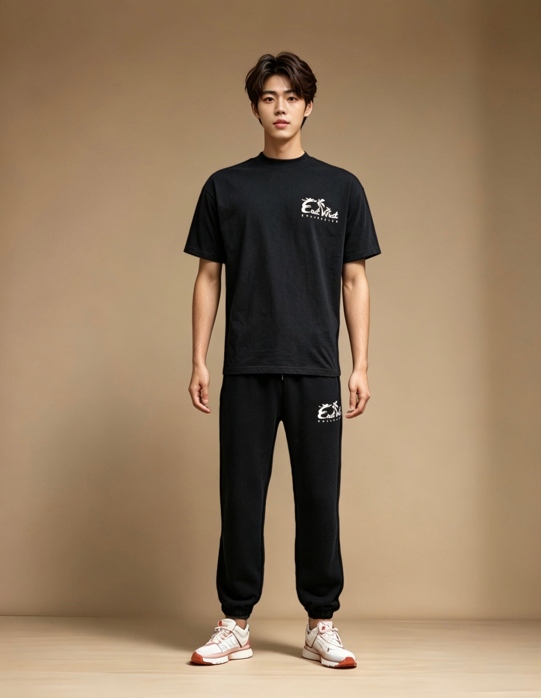 East West Collective premium heavy weight Jet Black cotton T-Shirt