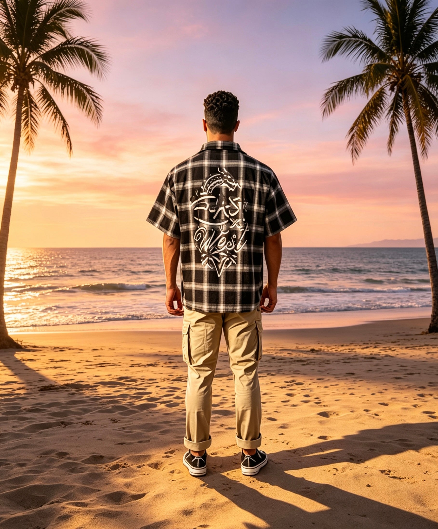 East West Collective premium short sleeve wrinkle free Oreo chicano flannel