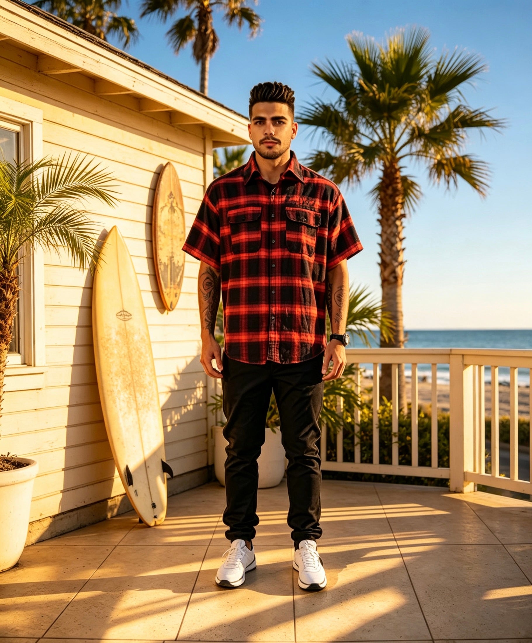 East West Collective premium short sleeve wrinkle free Bred chicano flannel