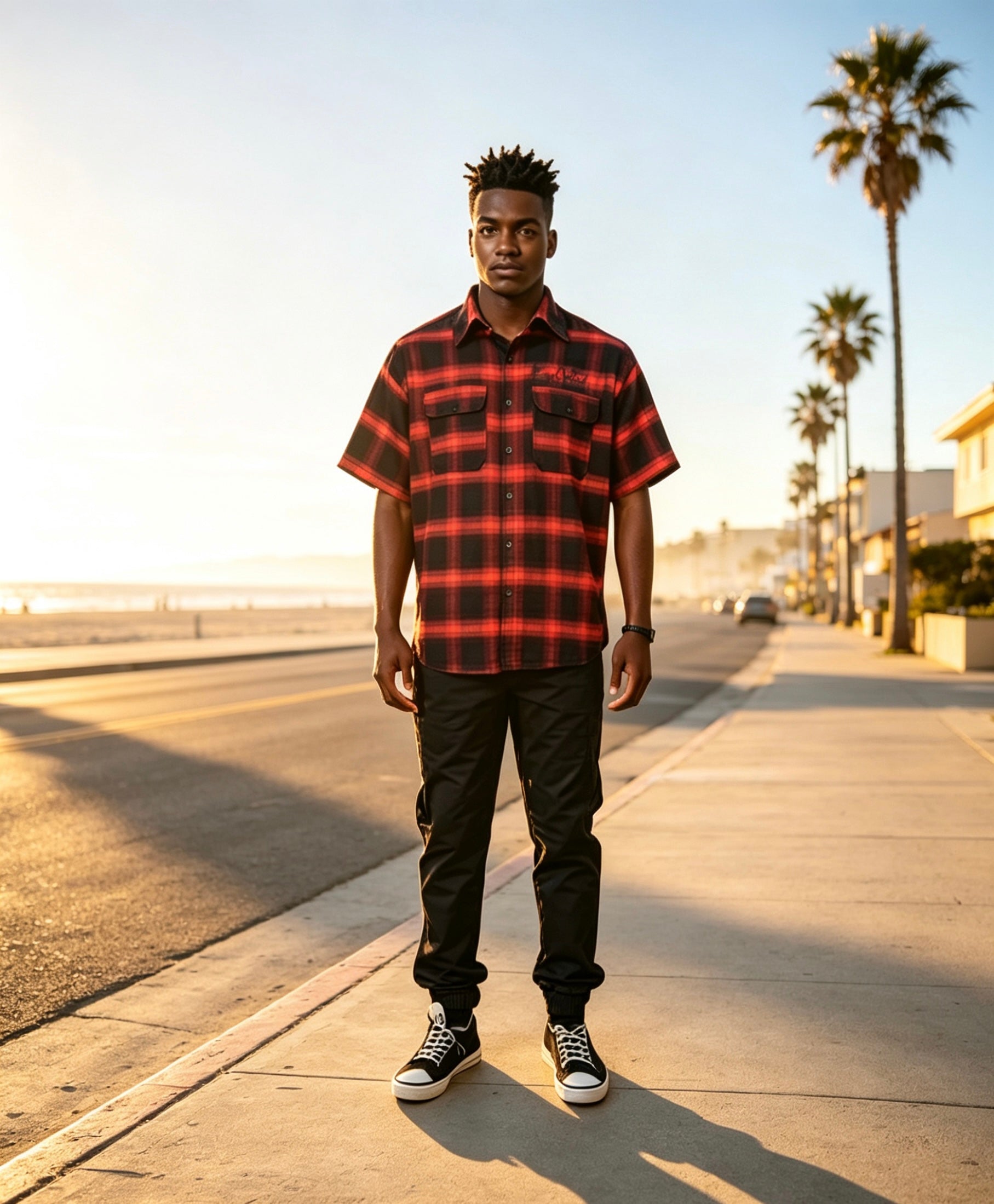 East West Collective premium short sleeve wrinkle free Bred chicano flannel