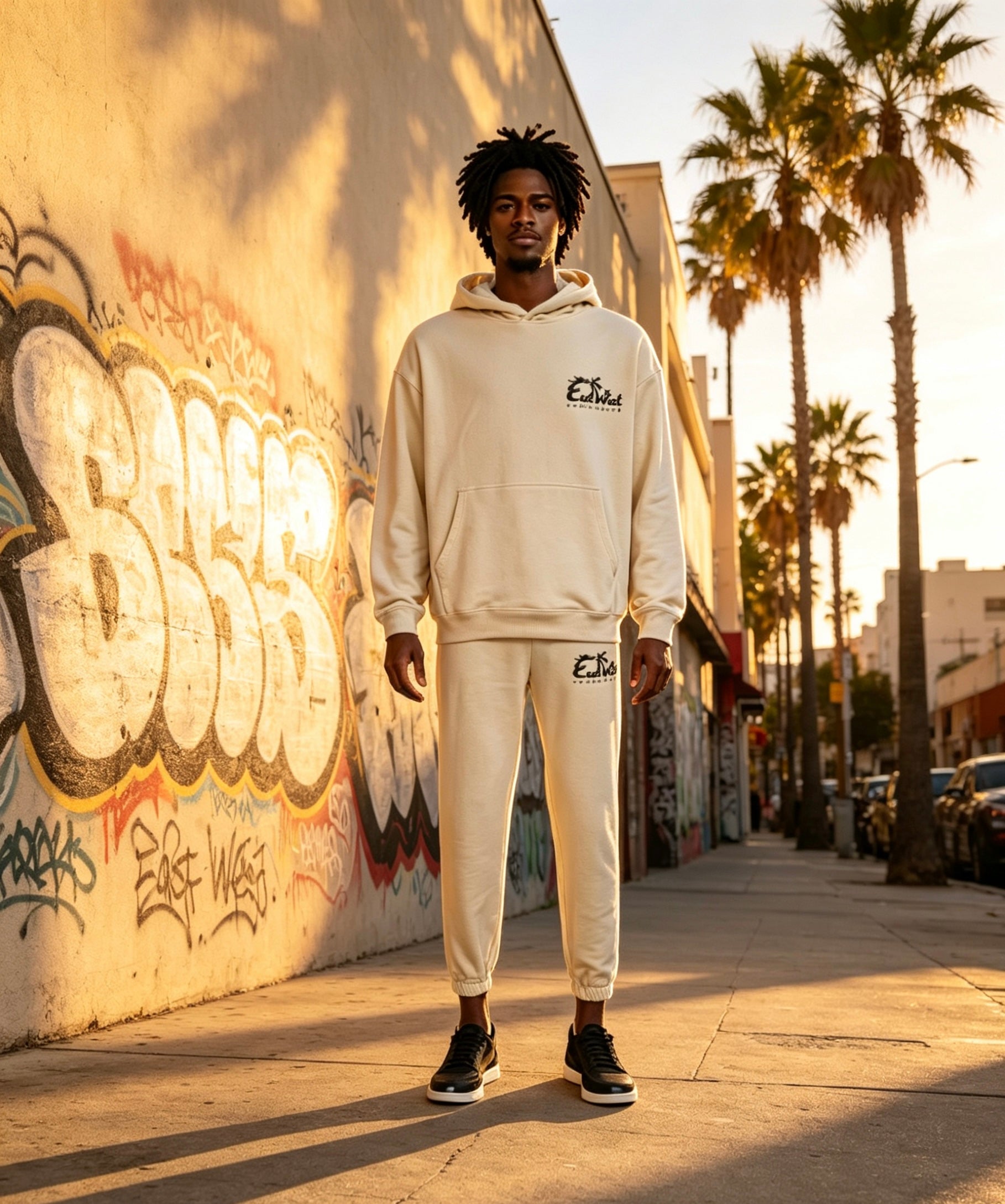 East West Collective Heavy Weight French Terry Cream Hoodie