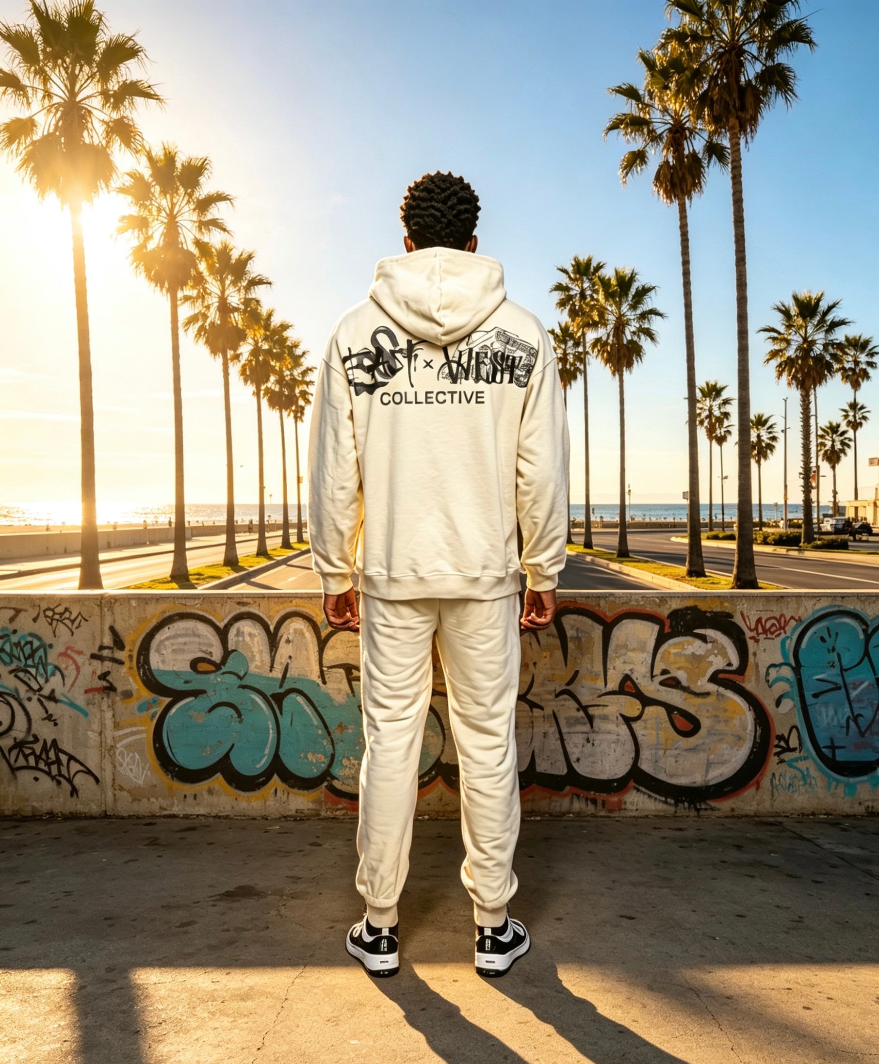 East West Collective Heavy Weight French Terry Cream Hoodie