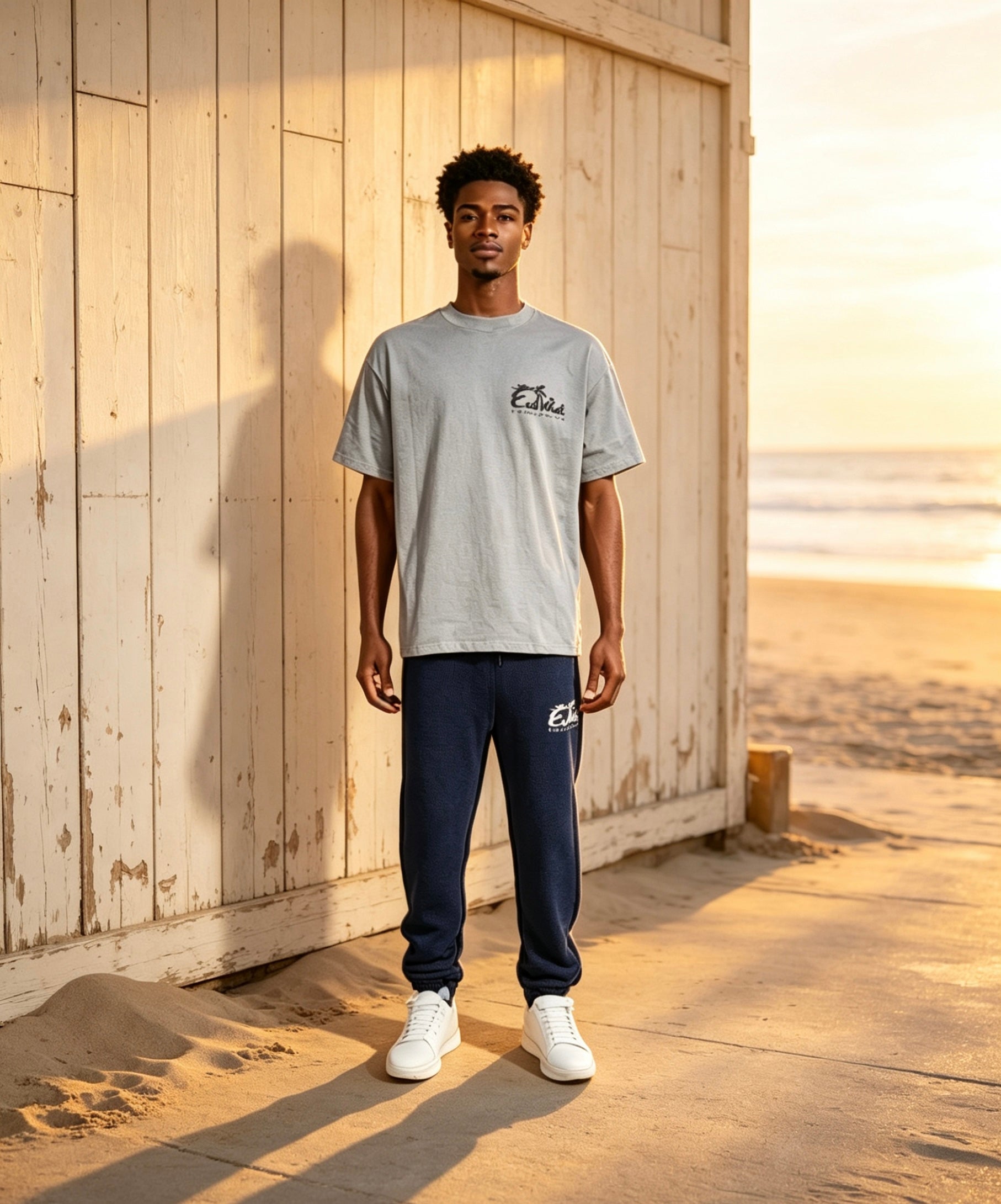 East West Collective premium heavy weight Cool Grey cotton T-Shirt
