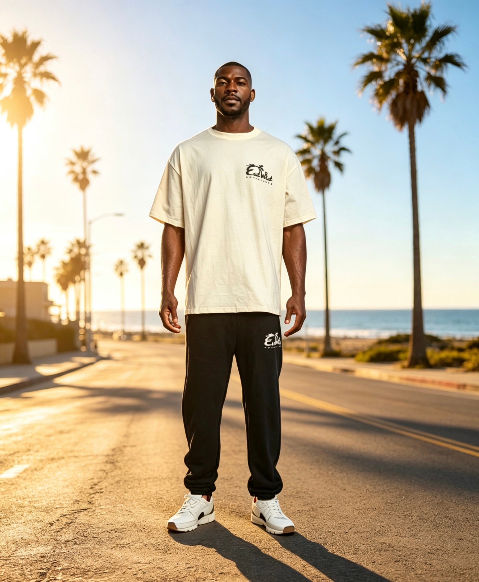 East West Collective premium heavy weight Cream cotton T-Shirt