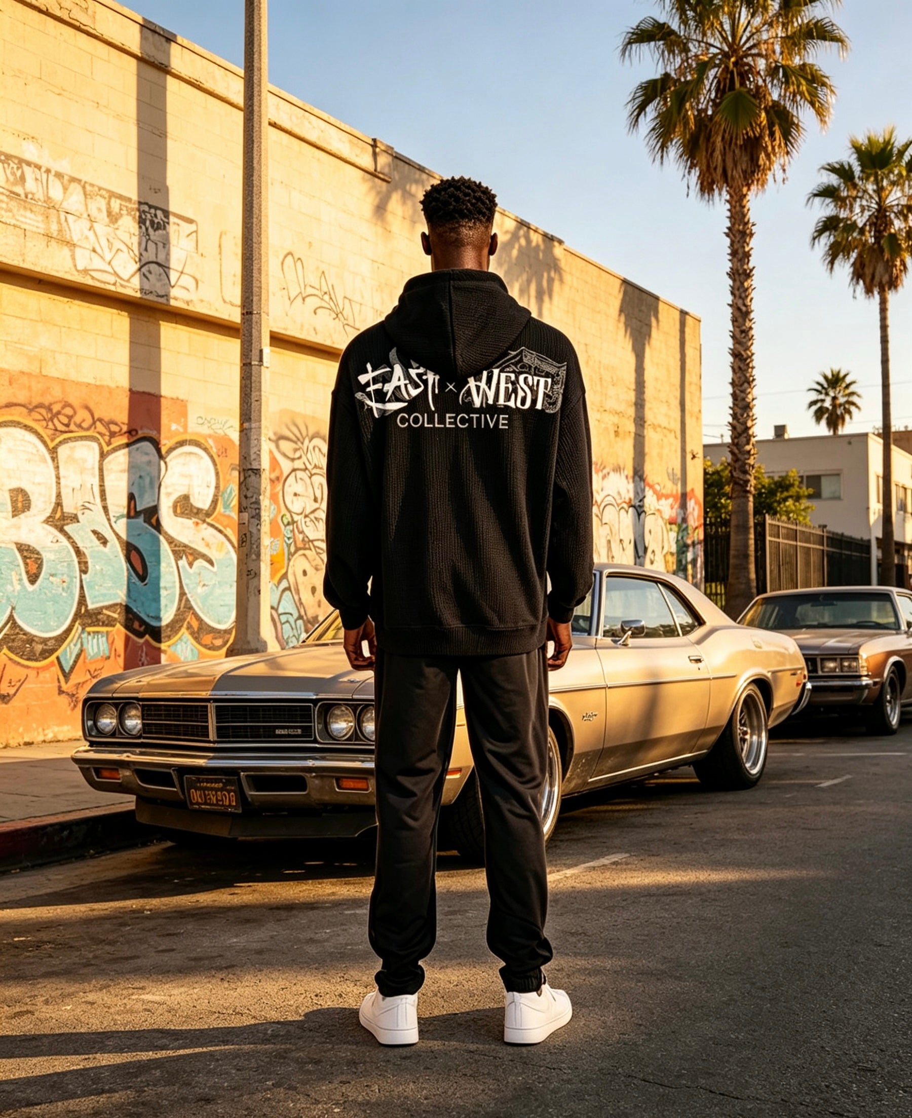 East West Collective Heavy Weight French Terry Jet Black Hoodie