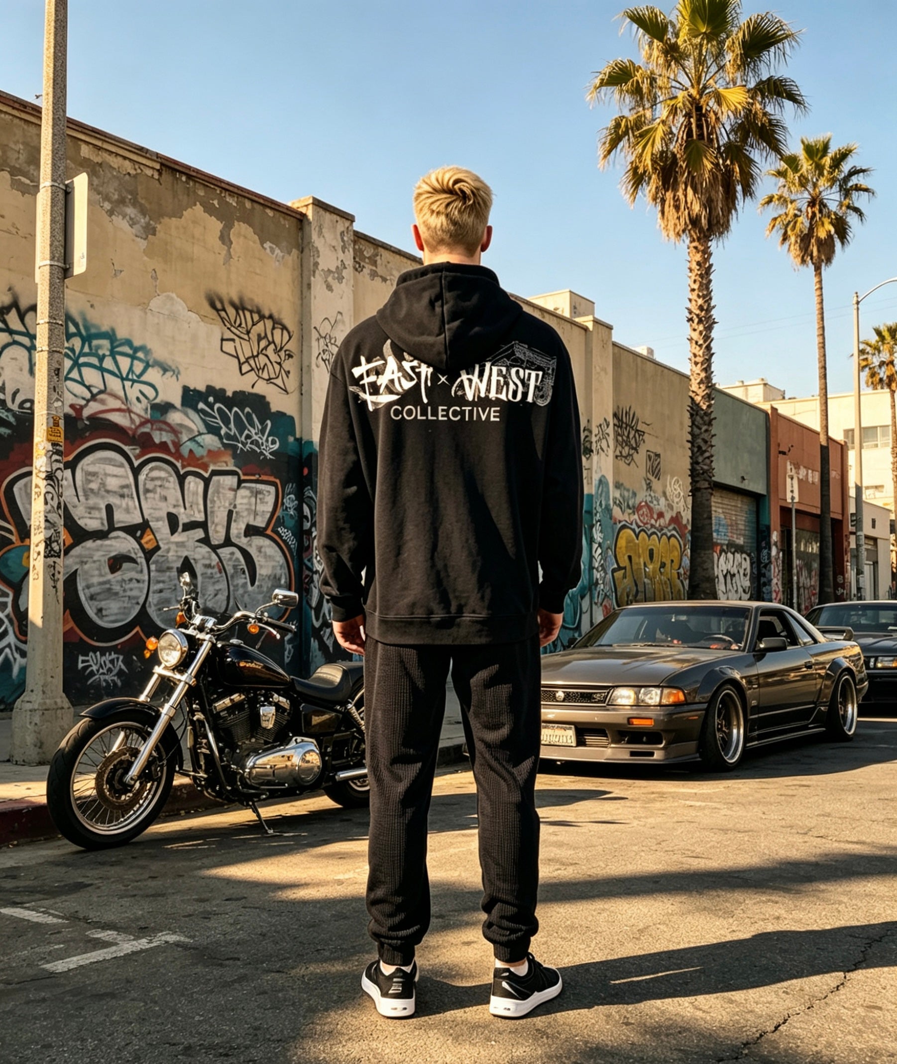 East West Collective Heavy Weight French Terry Jet Black Hoodie
