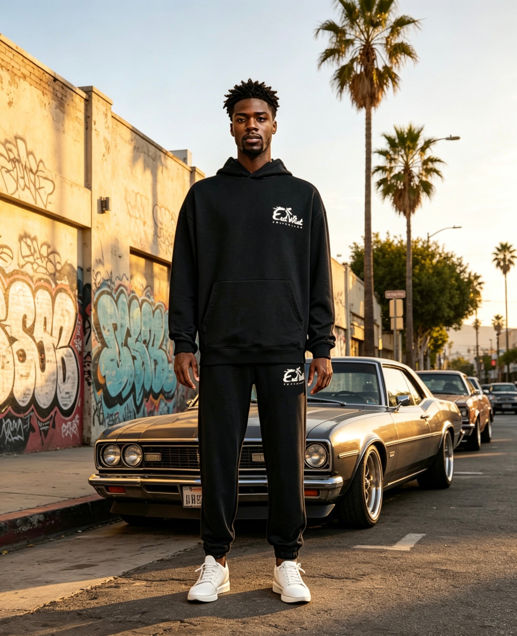 East West Collective Heavy Weight French Terry Jet Black Hoodie