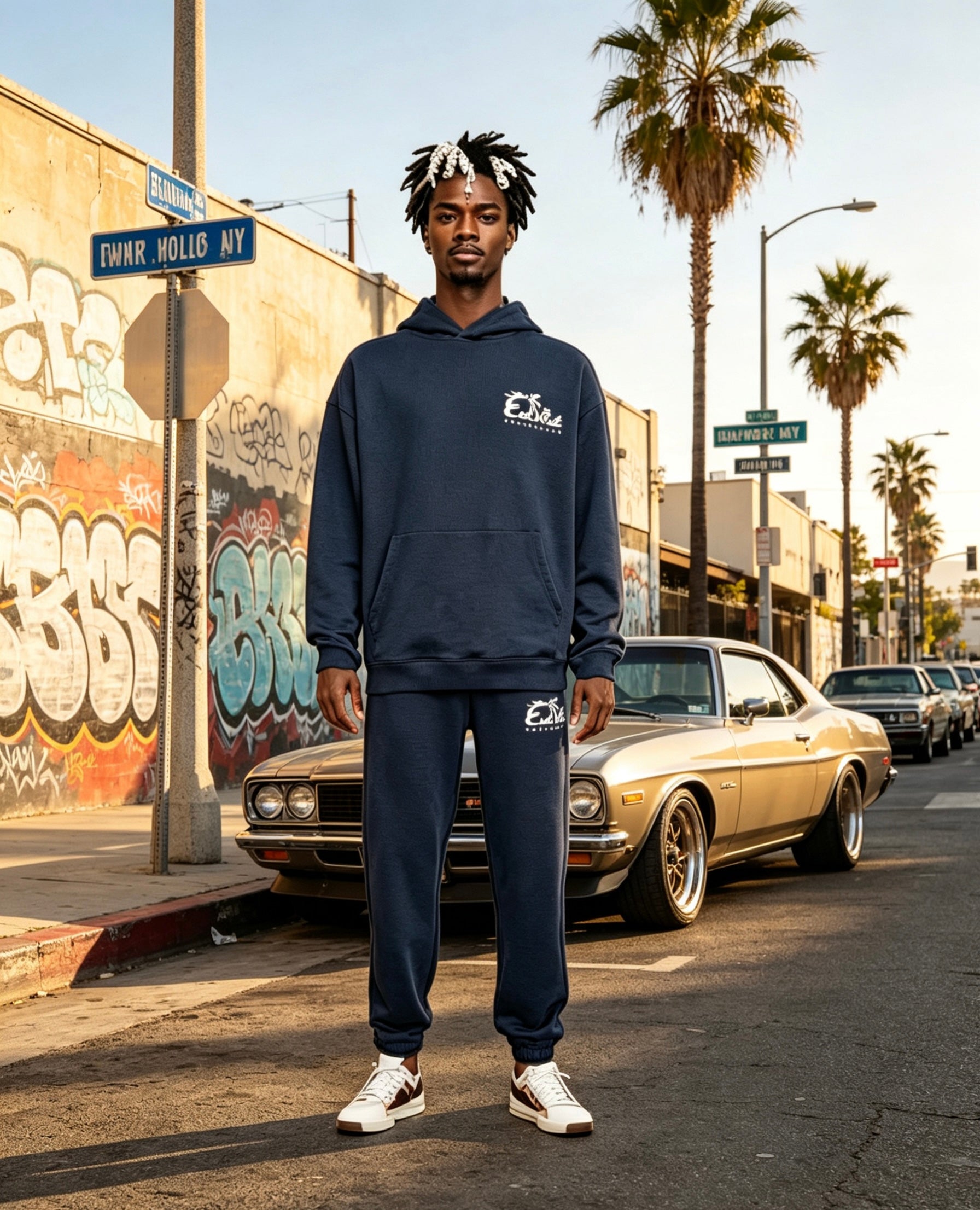 East West Collective Heavy Weight French Terry Jet Black Hoodie