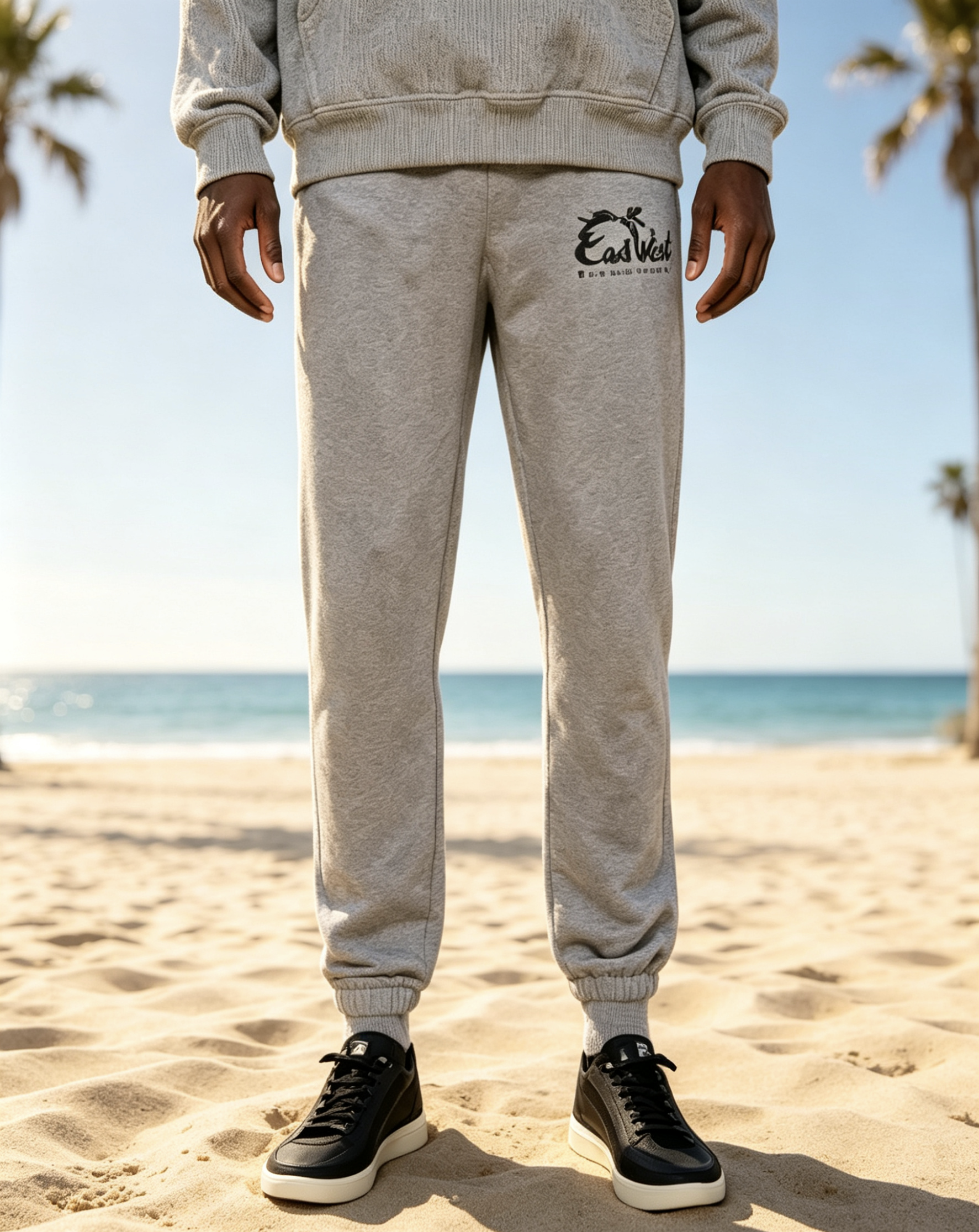 East West Collective Cool Grey Premium French Terry Sweat Pants