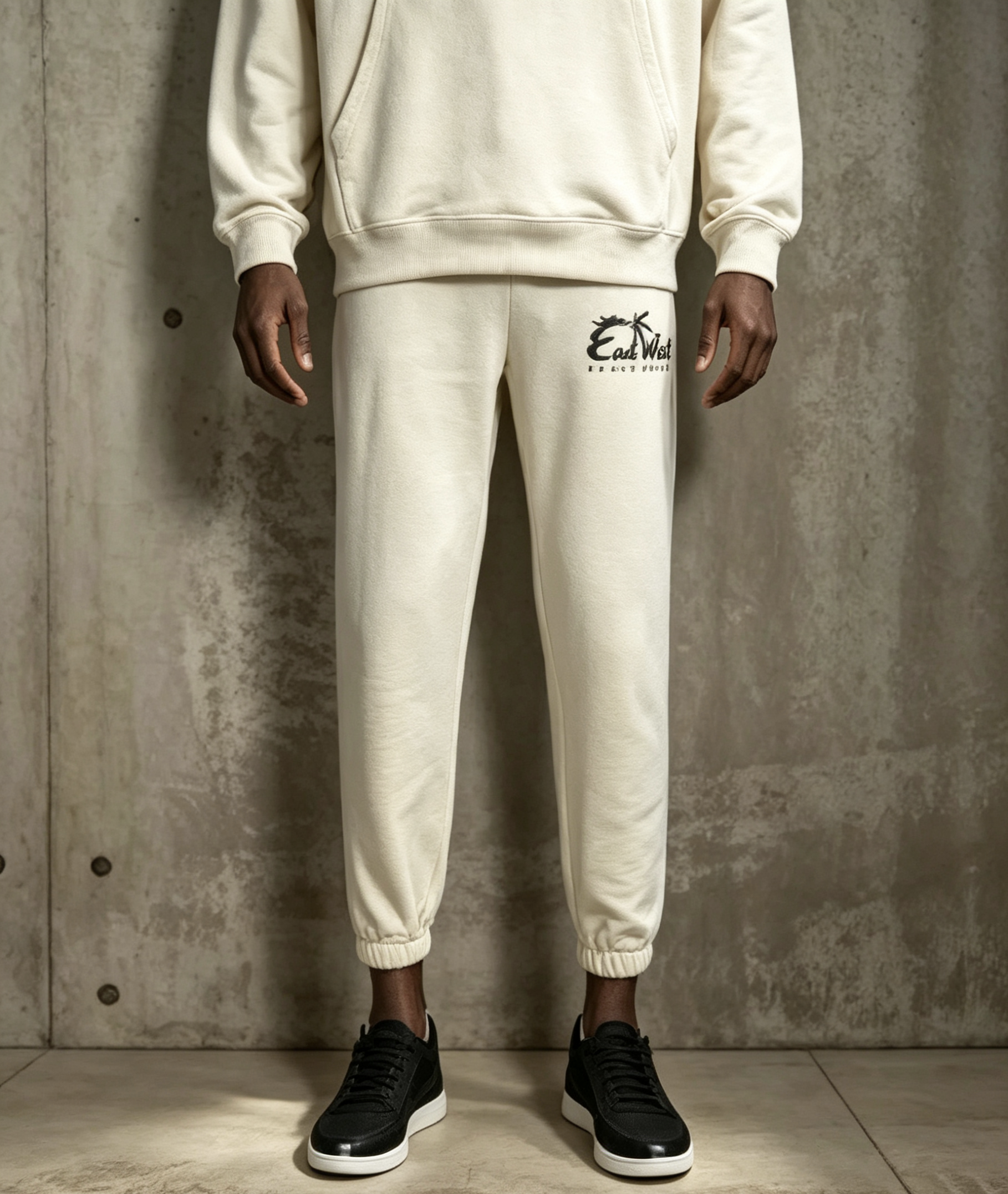 East West Collective Premium French Terry Cream Sweat Pants