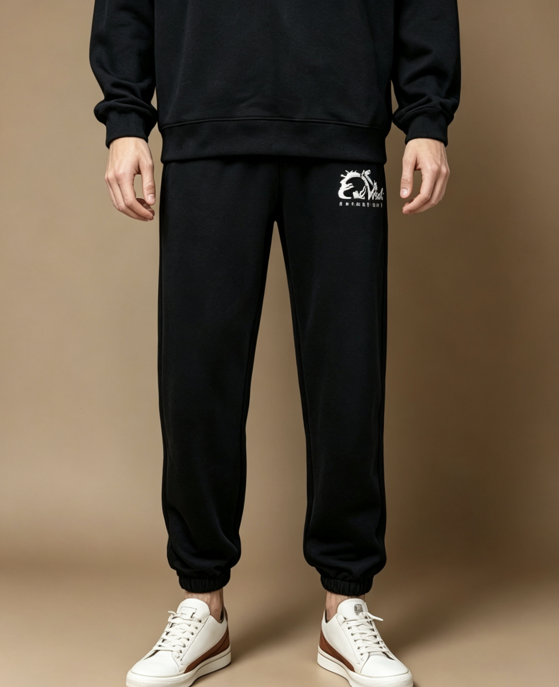 East West Collective Premium French Terry Jet Black Sweat Pants